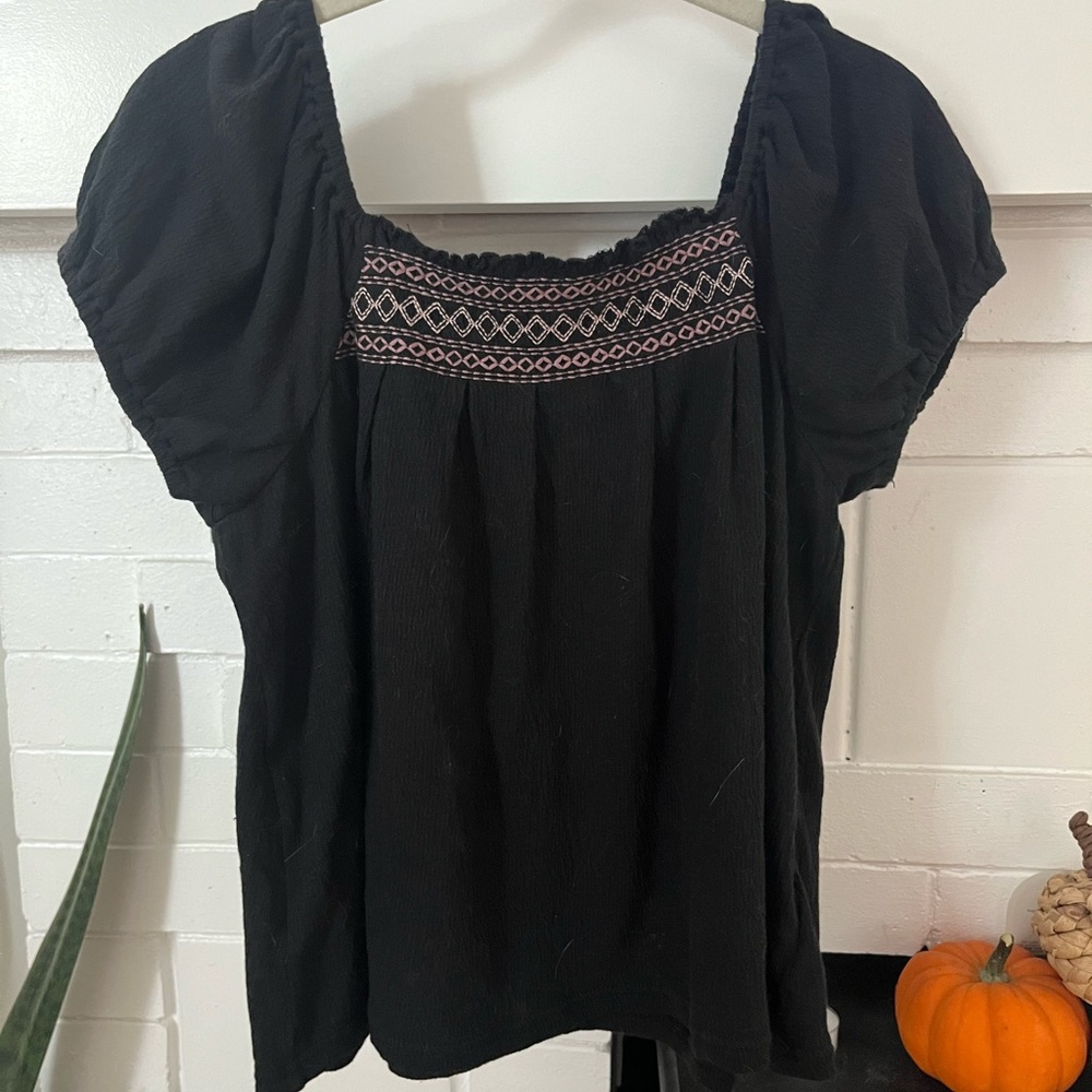 Madewell Embroidered Puff Sleeve Top